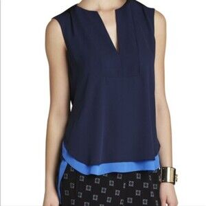 BCBG Maxazria Jamysen Blue Sleeveless Top Size S